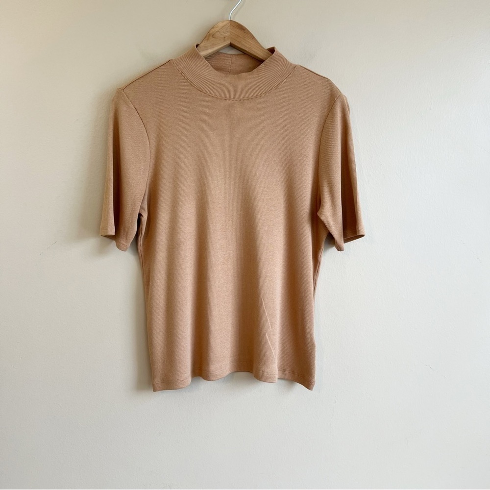 JOIE ribbed mock neck in size large camel tan very soft!